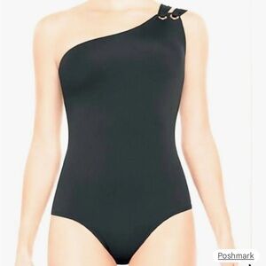 SPANX One-Shoulder Black One-Piece Swimsuit
